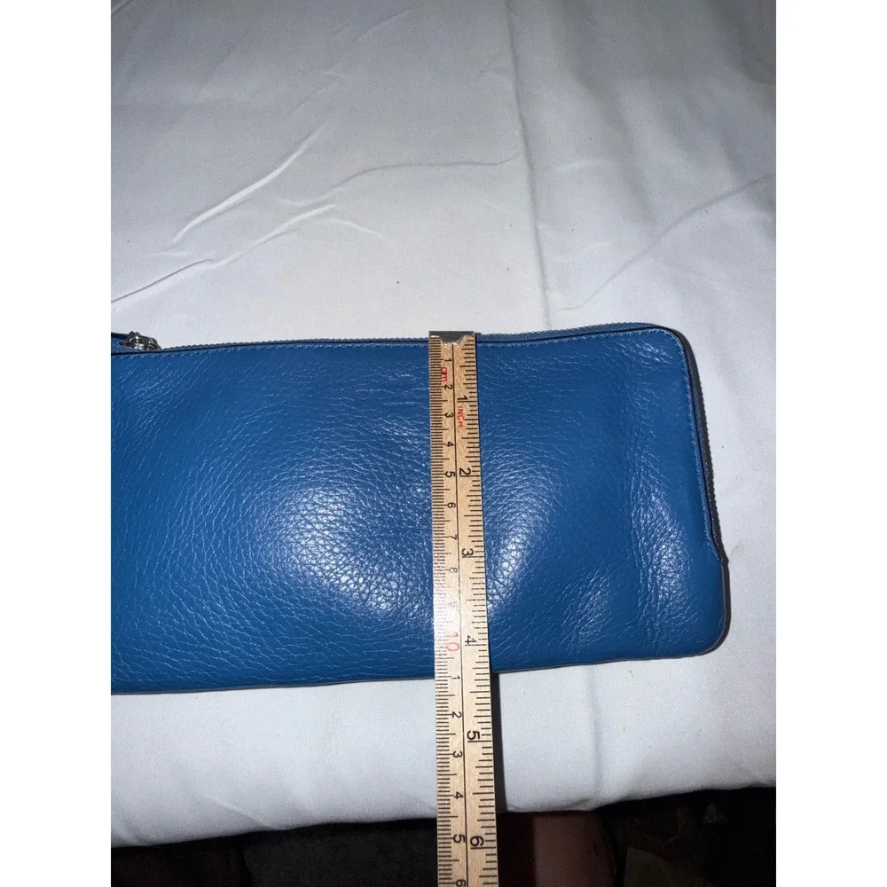 Coach Blue Pebbled Leather Satchel Bag and Matching Wallet Set with Charm